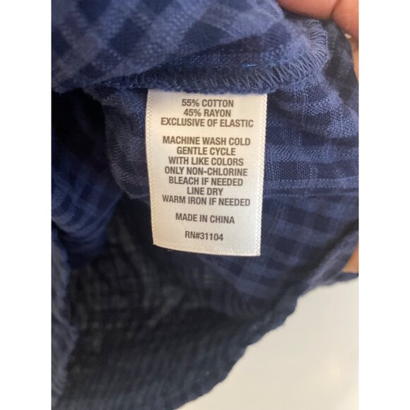 NWT Kim Rogers Women’s Navy Blue Plaid Blouse W/ Roll-Tab Sleeves Size XXL - Picture 5 of 5